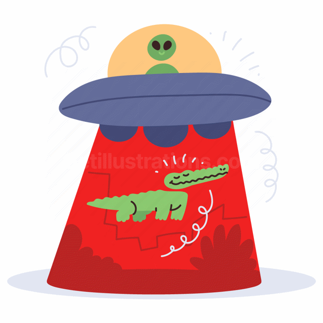 ufo, alien, spaceship, crocodile, abduction, animal